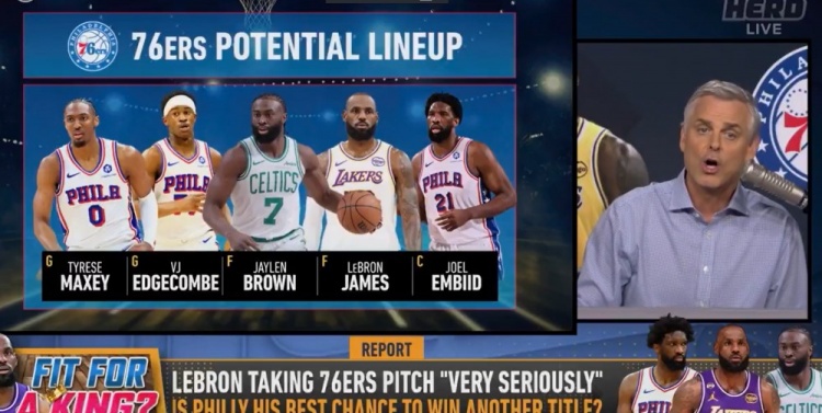 Cowherd:詹皇若赴76人将获生涯最强首发 点名优于热火三巨头 Cowherd:詹皇若赴76人将获生涯最强首发 点名优于热火三巨头